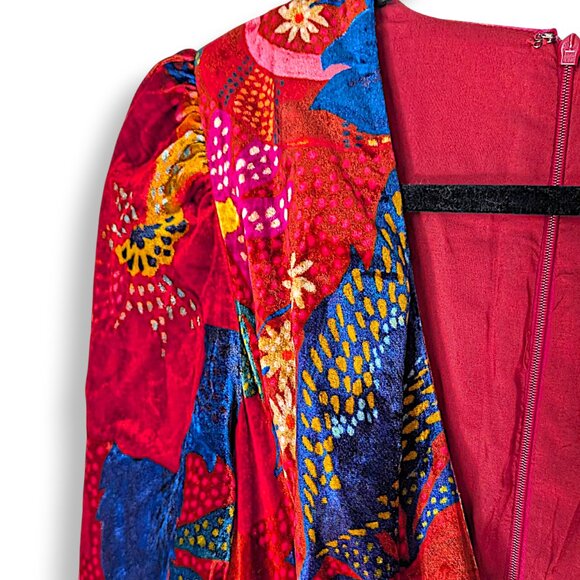 Farm Rio floral multicolour velvet boho hippie jumpsuit W S NWT - Picture 11 of 15